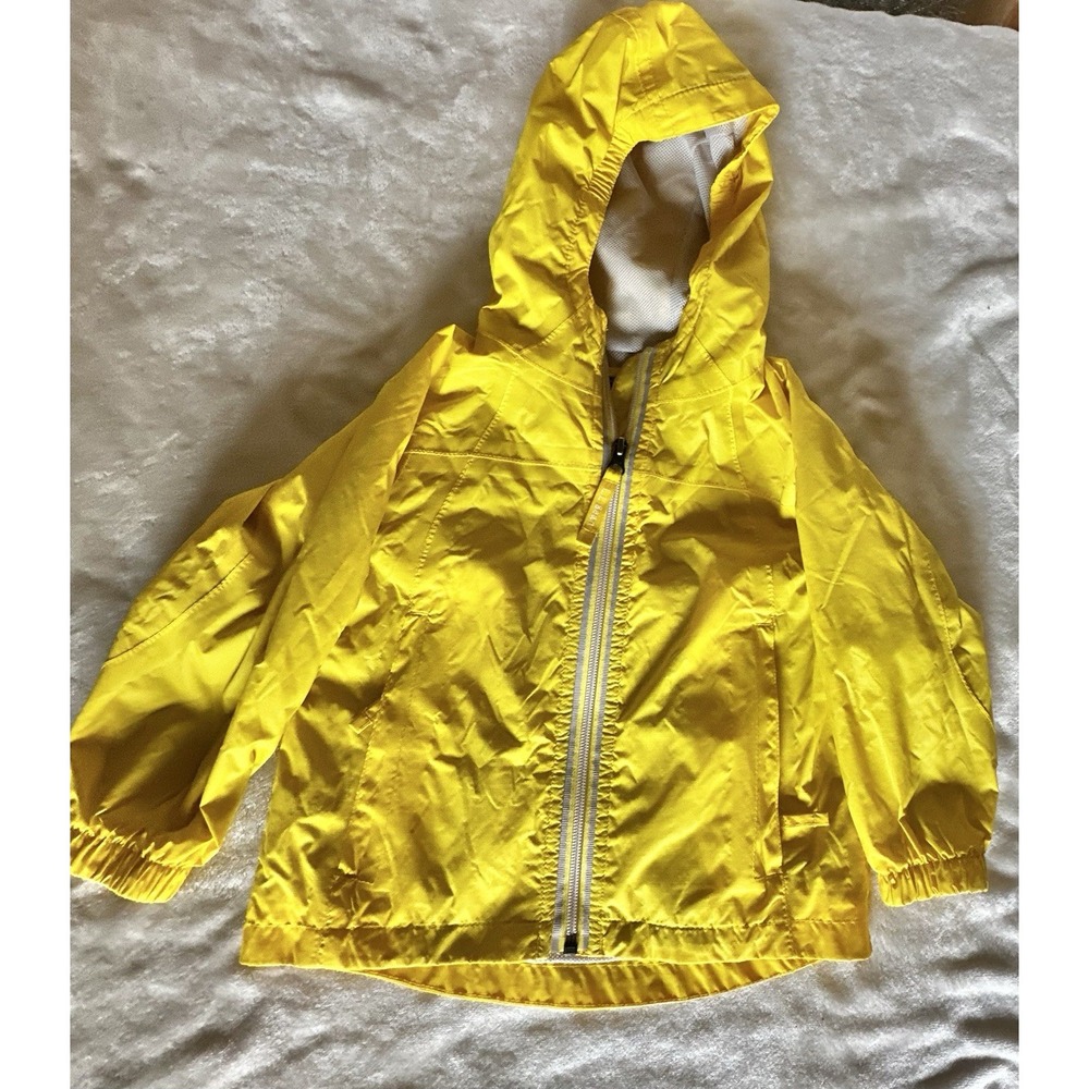 LL Bean Yellow Toddler 3T Rain Jacket with Hood Zip Up and Pockets - Picture 2 of 6